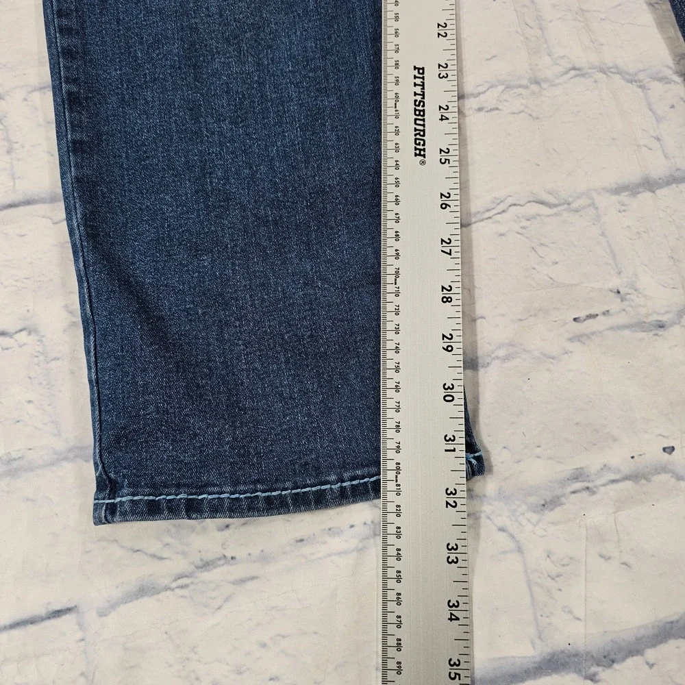 True Religion Geno Relaxed Slim Jeans MENS 36x32 Blue Blsze Wash Big T Flap